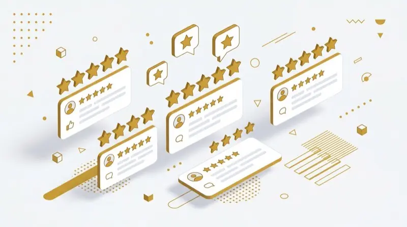 Google Bewertungen für Arztpraxen – Schwebende Review-Cards