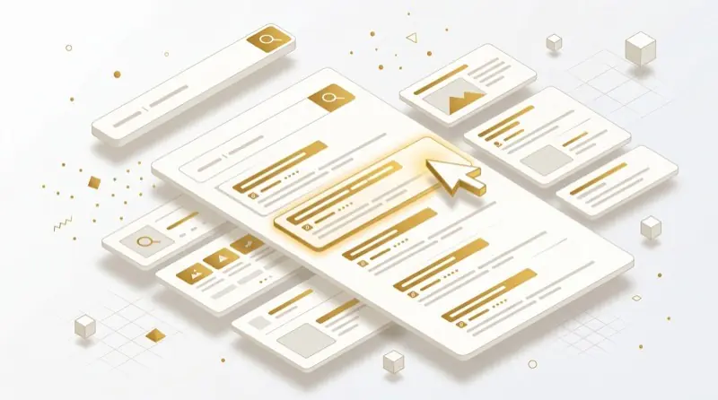 Google Ads für Ärzte – Isometrische Suchergebnis-Screens