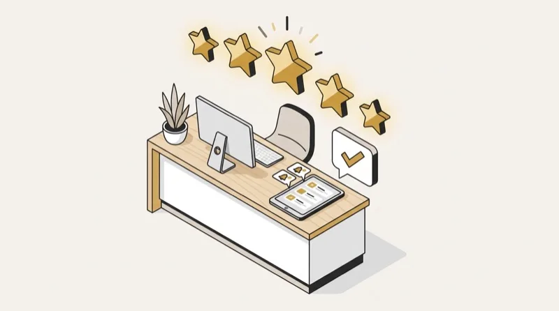 Google Bewertungen für Zahnarztpraxen – goldene Sterne über Zahnarztpraxis